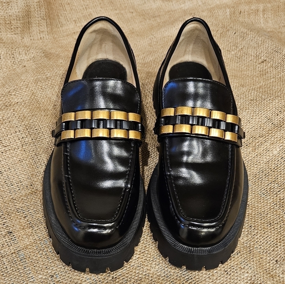 Zara Embellished Lug Sole Vegan Leather Loafers​​​​​​